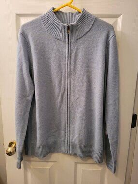 XL WoolOvers Full Zip Cardigan, Powder Blue
